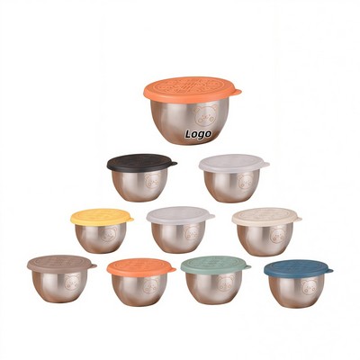 Mini Portable Stainless Steel Condiment Cup with Bear Lid Design