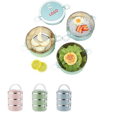 Portable 3-Layer Stainless Steel Lunch Box